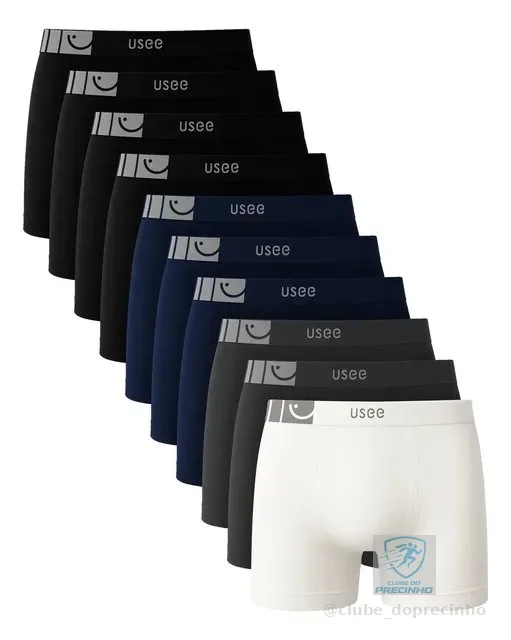 Kit Com 10 Cuecas Boxer Microfibra Adulto Usee Brasil