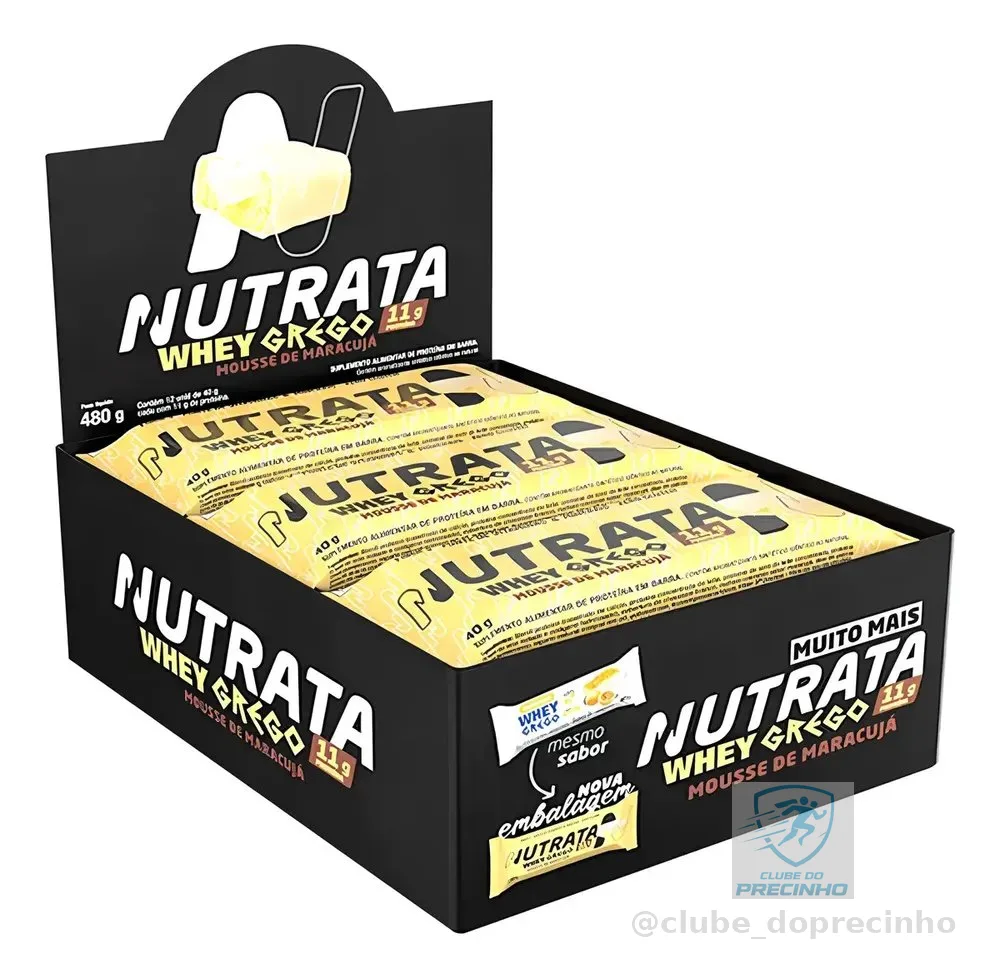 Barra Whey Grego Nutrata 40g x12 Unidades sabor Mousse De Maracujá