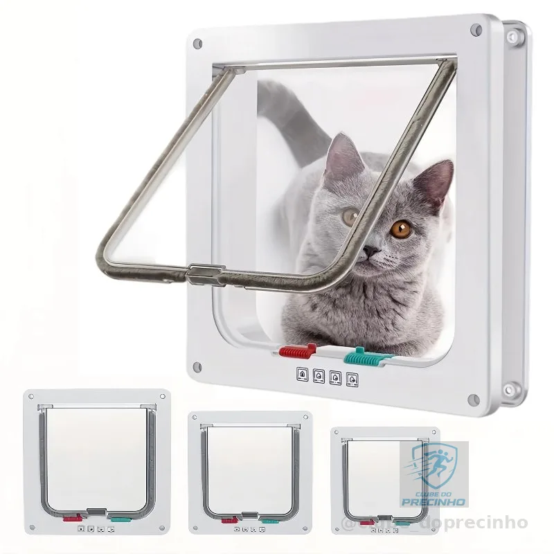 4 Em 1 Porta Pet do gato/Cão Múltiplos Tamanhos porta da aleta do gato de bloqueio de 4 vias para Interior e Exterior