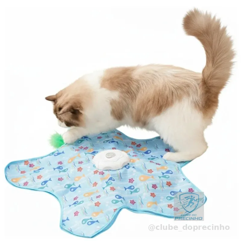 Brinquedo Interativo para Gatos com Tapete 65cm Movimento 360° Recarregável USB-C