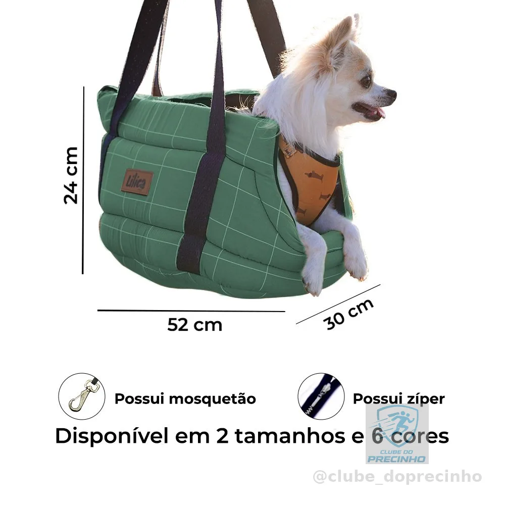 Bolsa pet transporte aberta mosquetão interno bosa de passeio cachorro e gato square