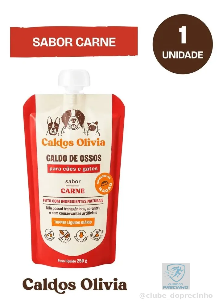 Caldo De Ossos Líquido 250 Ml Sabor Carne Para Cães Gatos