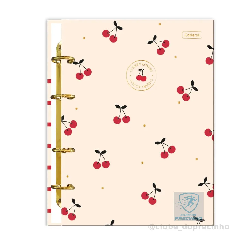Caderno Argolado Colegial Capa Dura 80fls Cherry Lovers - CADERSIL Capa:Cerejas