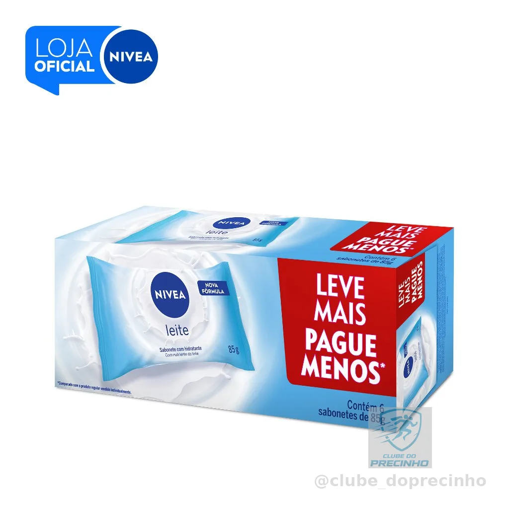 Kit NIVEA Sabonete em Barra Hidratante Leite 85g (6 unidades)