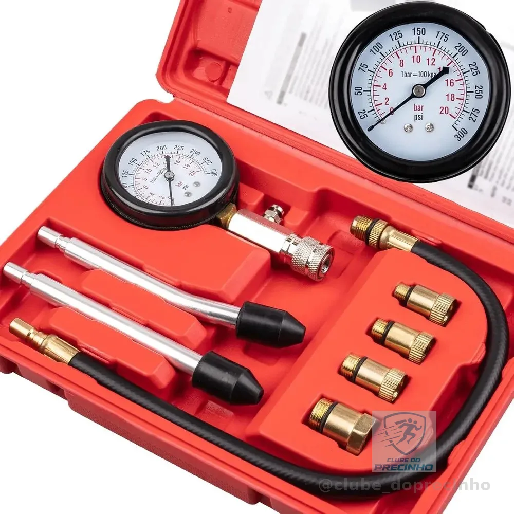 Medidor Compressão Motor Adaptadores P/ Teste Cilindros 4