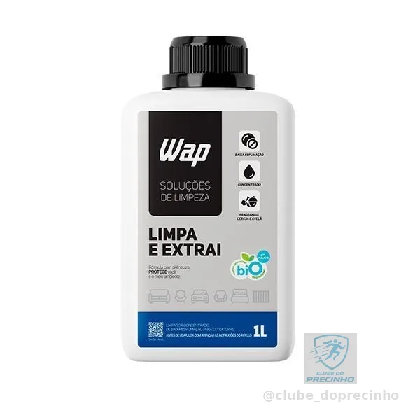 WAP Detergente Limpador para Extratoras Concentrado WAP LIMPA E EXTRAI 1L Fragrância e sem Espuma