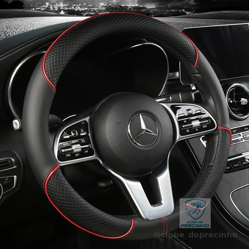 Capa De Volante De Carro De Couro PU Antiderrapante Durável 38CM De Fibra Dinâmica Decoração