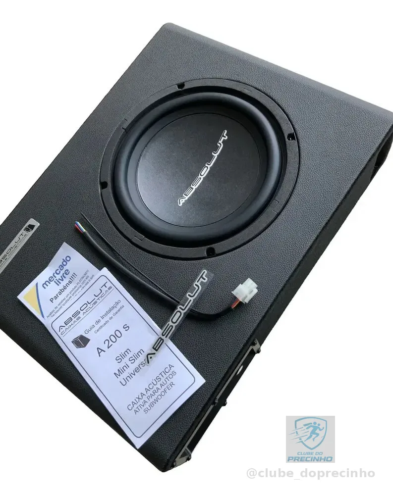 Caixa De Som Amplificada Automotiva Slim Sub 8 Polegadas Cor Preto