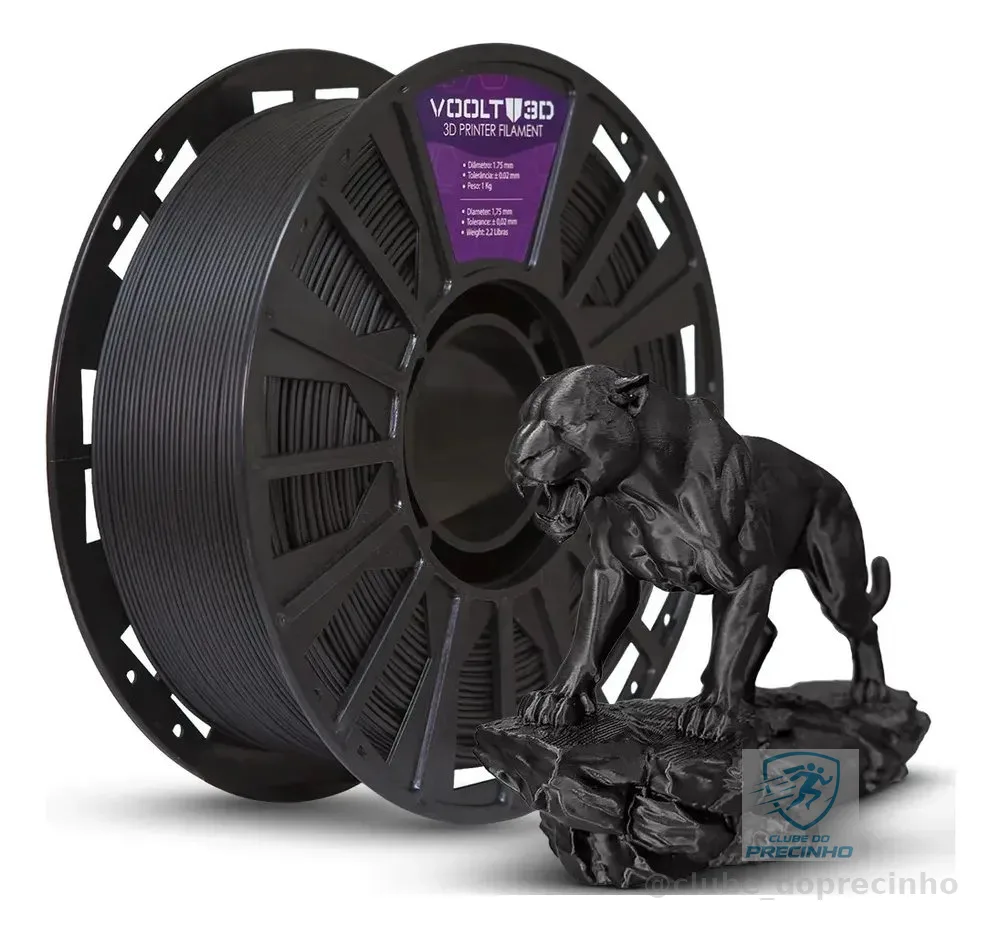 Fillamento Pla Preto Velvet Aveludado 1kg Alta Velocidade High Speed Peças Impressas 3D Decorativas Fabricação Nacional Excelente Acabamento Modelos Enfeites