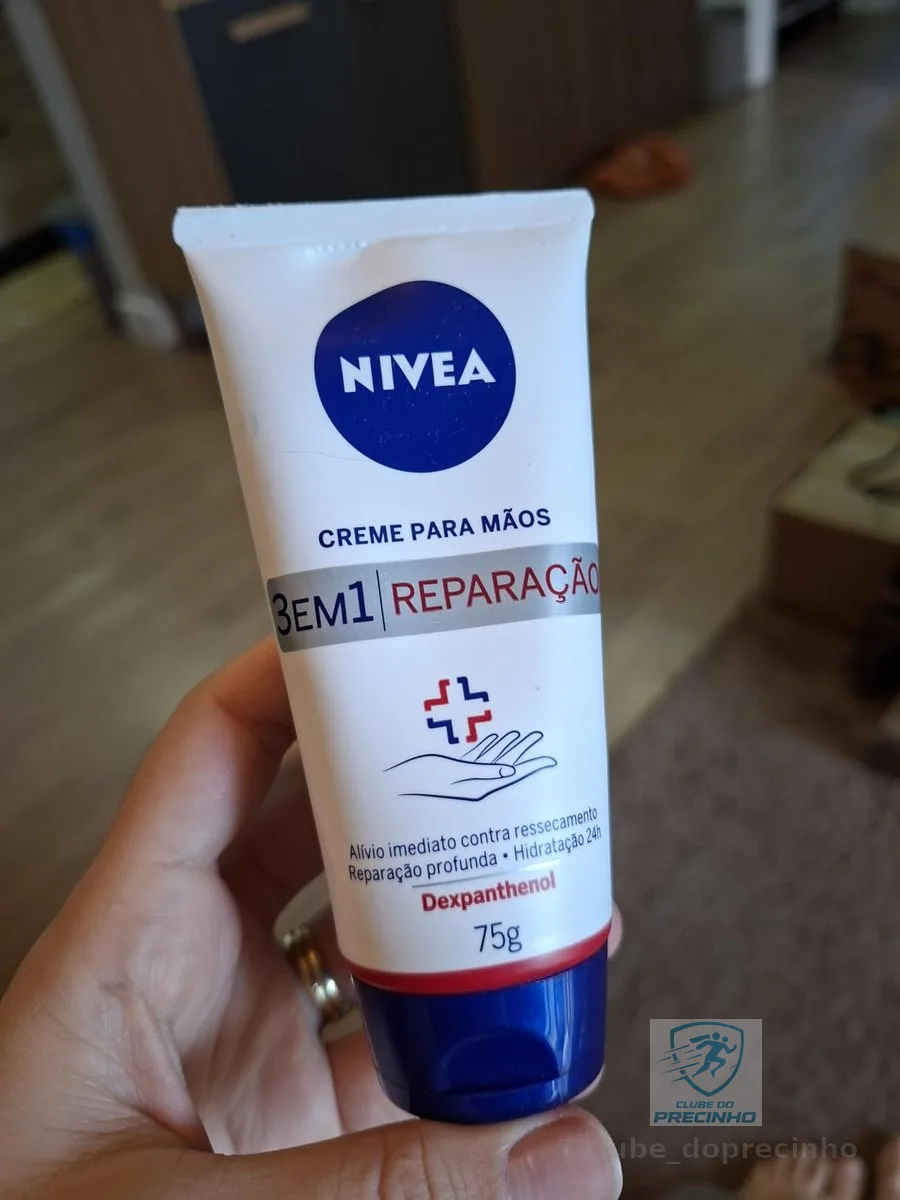 NIVEA Creme para Mãos Reparação com Dexpanthenol 75g, Alívio do Ressecamento, Hidratação 24h, Reparação Profunda, Uso Diário, Pele Seca e Extrasseca