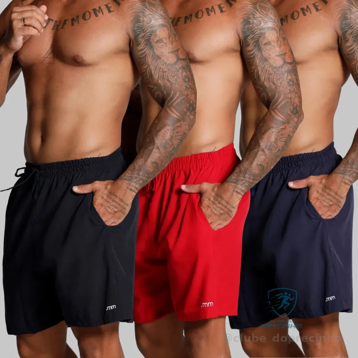 Kit 3 Bermuda Masculina Tactel Com Elastano Academia Treino