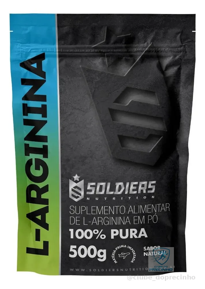 Arginina Em Pó 500g 100% Pura Soldiers Nutrition Performance e Recuperação Muscular