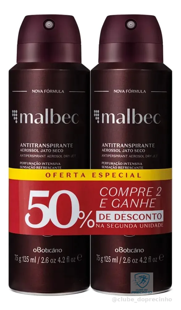 Boticário Kit Desodorante Antitranspirante Malbec (2 Unidade