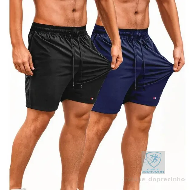 Kit 2 Shorts Bermuda Tactel Elástico Sandrini Academia Sport