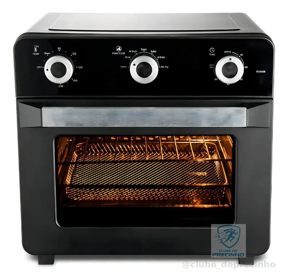 Forno Elétrico Hamilton Beach de 20L Com Air Fryer e Grill Preto