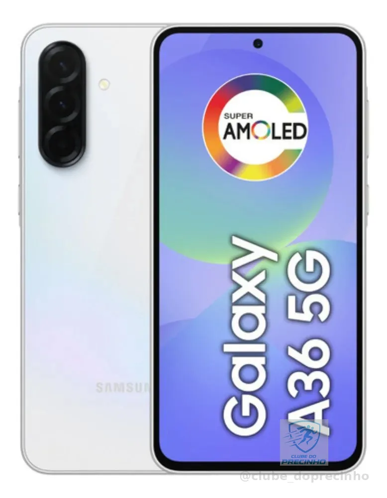 Smartphone Samsung Galaxy A36 5G 256GB 8GB Super Amoled 6.7'' Câmera Tripla 50MP Selfie 12MP 5000 mAh Ip67 NFC Dual Sim Recursos IA - Branco