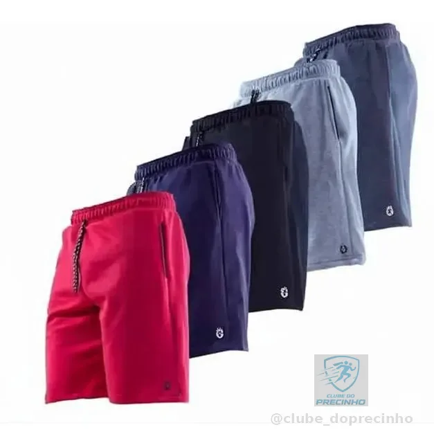 Kit 5 Bermuda Short Moletom Masculino Bolso Academia Corrida