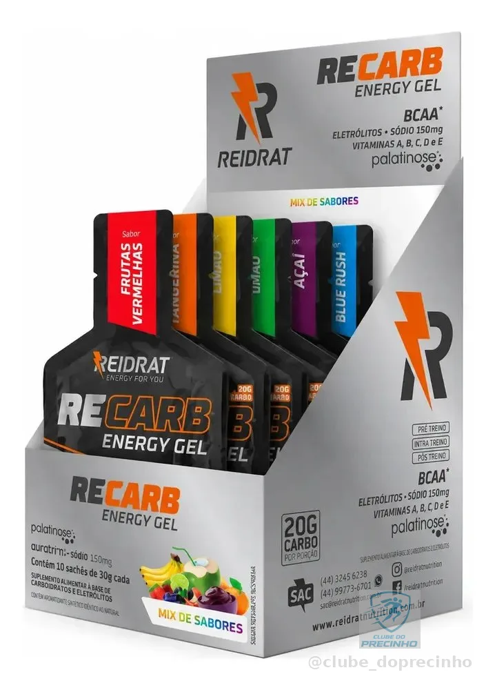 Display Energy Gel 30g - 10 Un - C/ Bcaa Palatinose -reidrat Sabor Mix