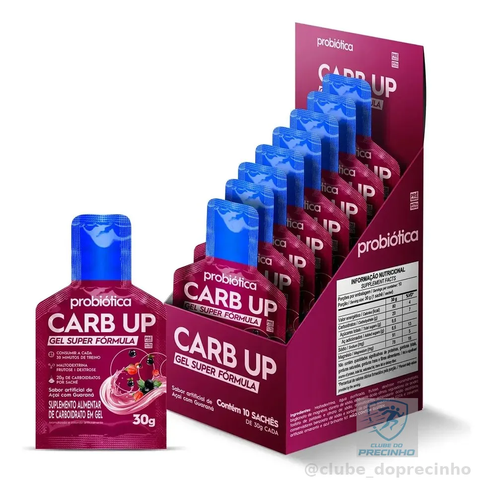 Carb-up Gel Super Fórmula Display 10 Unidades - Probiótica Sabor Açaí Com Guaraná