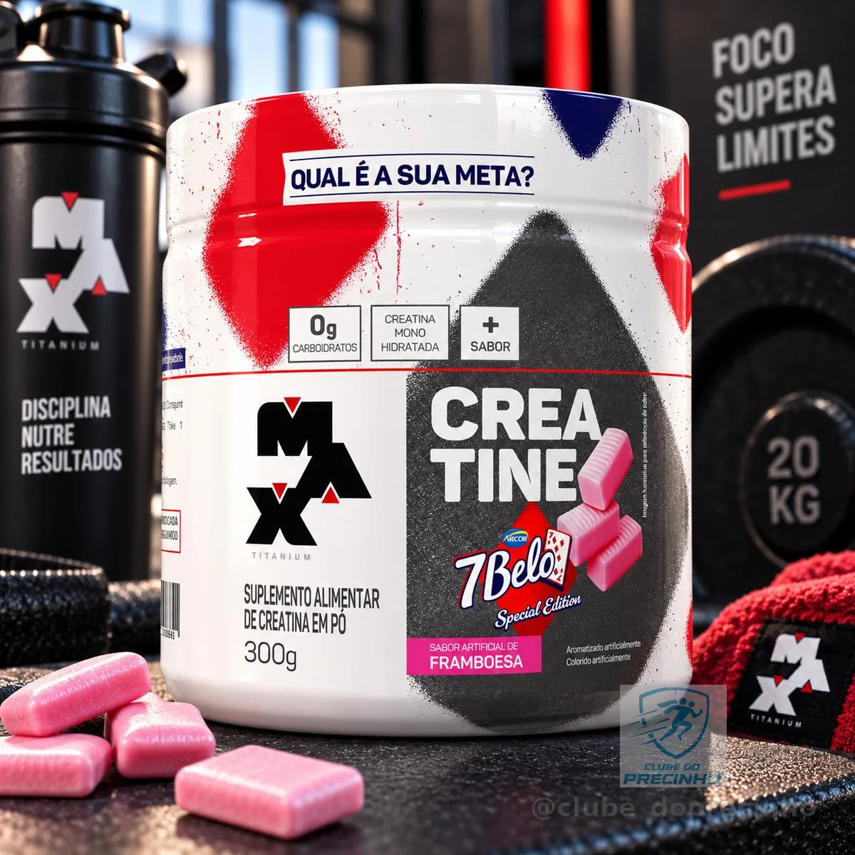 Creatina 7 Belo 300g Creatina Monohidratada Sabor Framboesa Força Energia Alta Performance Treino