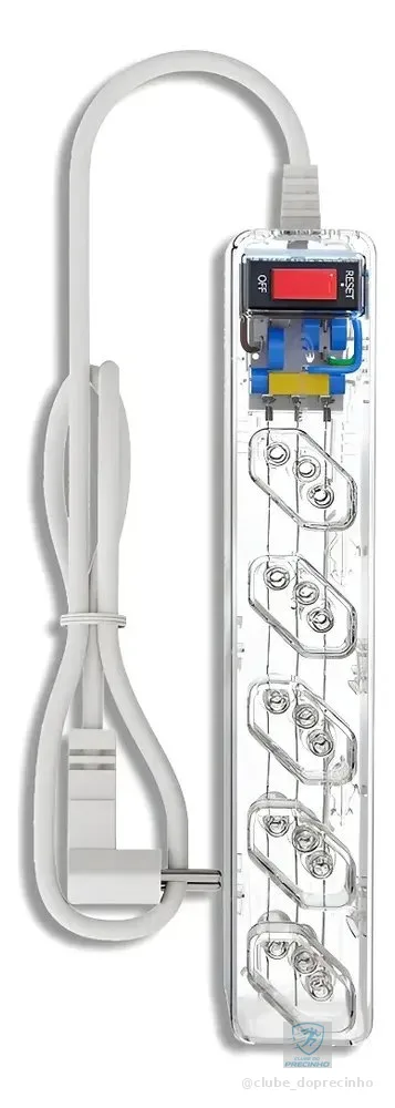 Filtro de Linha Clamper iClamper Energia 5 Tomadas, com DPS e Proteção contra Raios e Surtos Elétricos