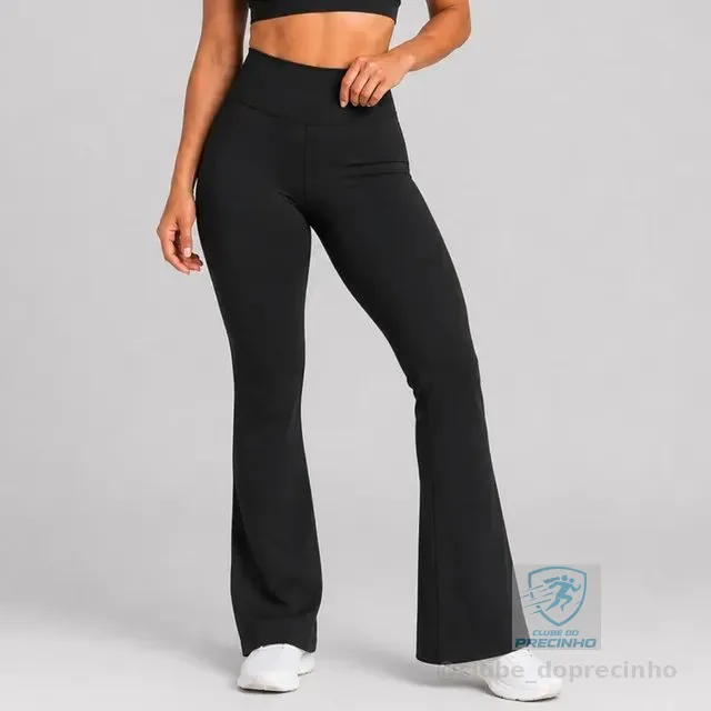 Calça Legging Flare Zero Transparência Cintura Alta Academia