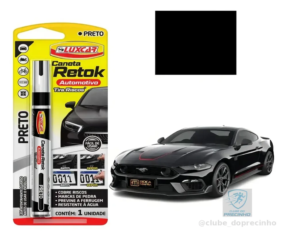Caneta Retok Tira Riscos Automotivos Diversas Cores Luxcar Cor Preto