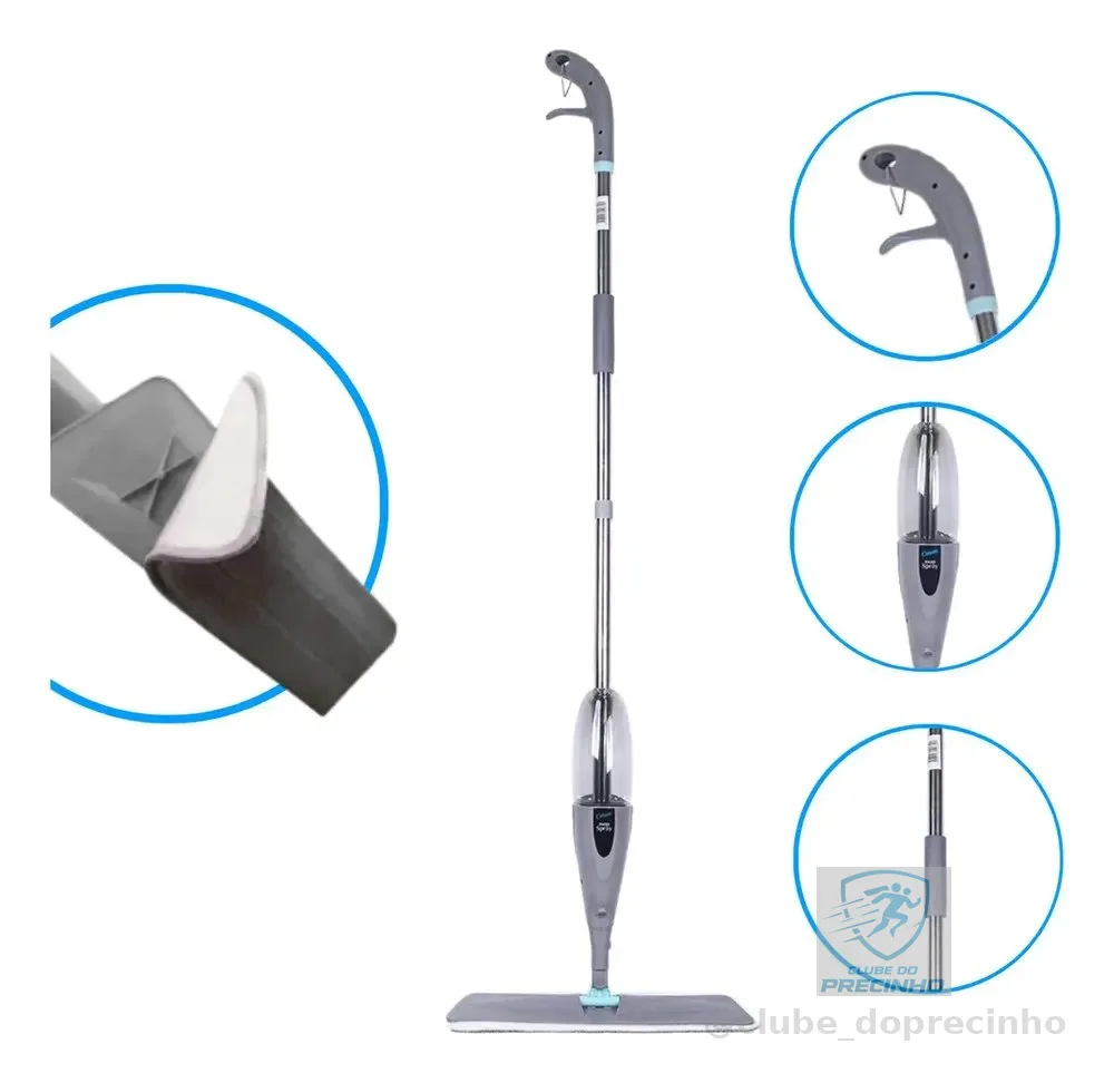 Mop Spray Microfibra Cinza Alumínio Limpeza Piso Frio Madeira