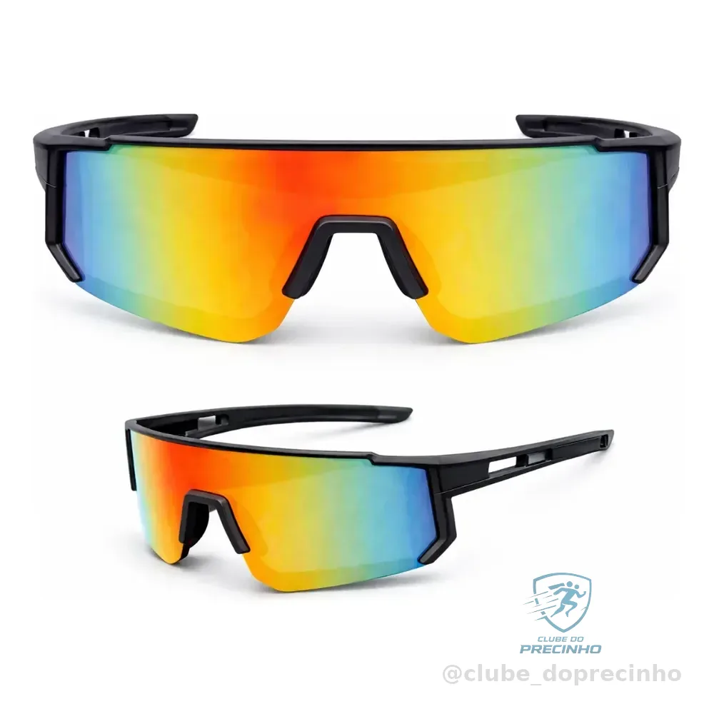 Óculos Esportivo Refletivo Corrida Ciclismo Atletismo Uv400 Refletivo Preto