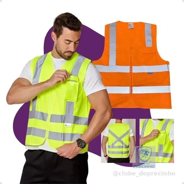 Colete De Segurança Refletivo Com Bolso Epi Sinalização