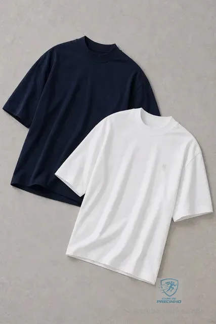 Kit 2 Camisetas Over Masculina Polo Wear Azul-branco