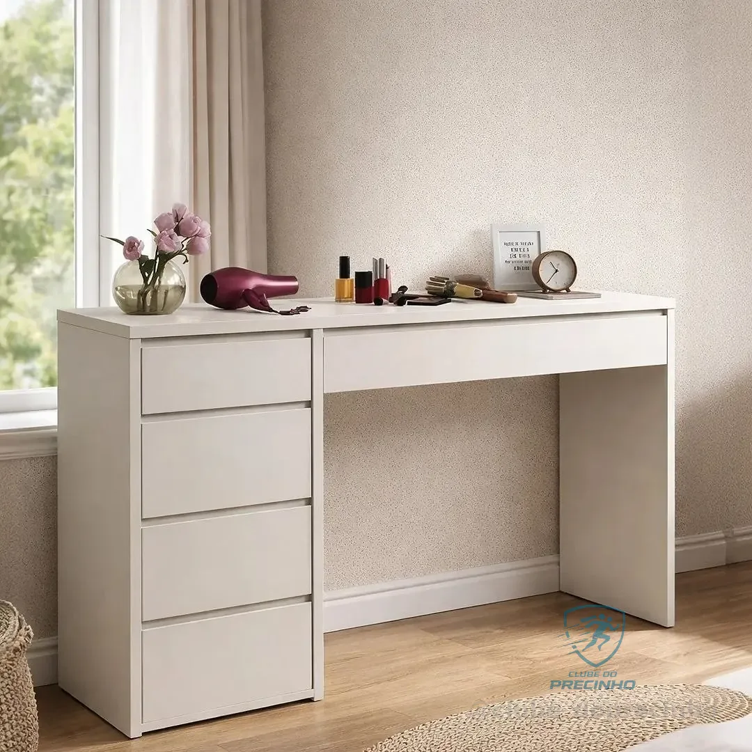 Escrivaninha 5 Gavetas Berlim Yescasa 136x81x45cm Off White