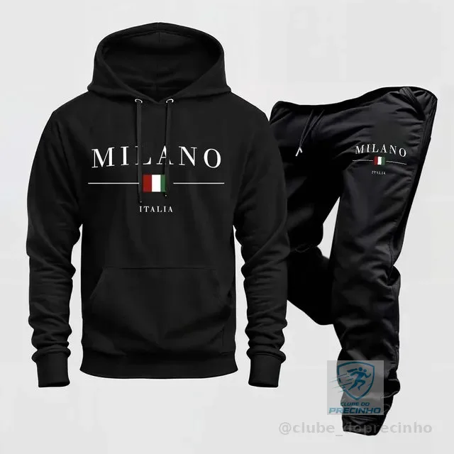 Conjunto Moletom Blusa Frio Calça Milanoitaly Abrigo Inverno