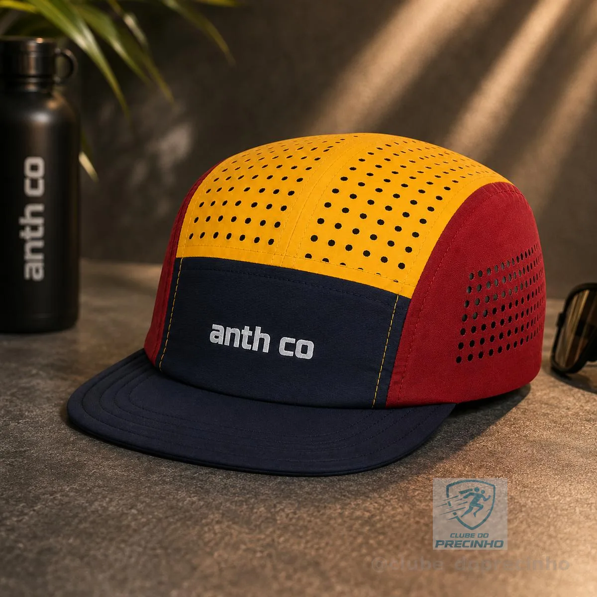 Boné Corrida Five Panel Fresh Anth Co Respirável Esportivo Marinho/bordô/açafrão Único Liso