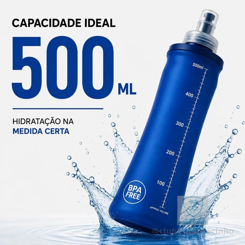 Garrafa Dobrável Soft Flask 500 ml Silicone Flexível BPA Free 