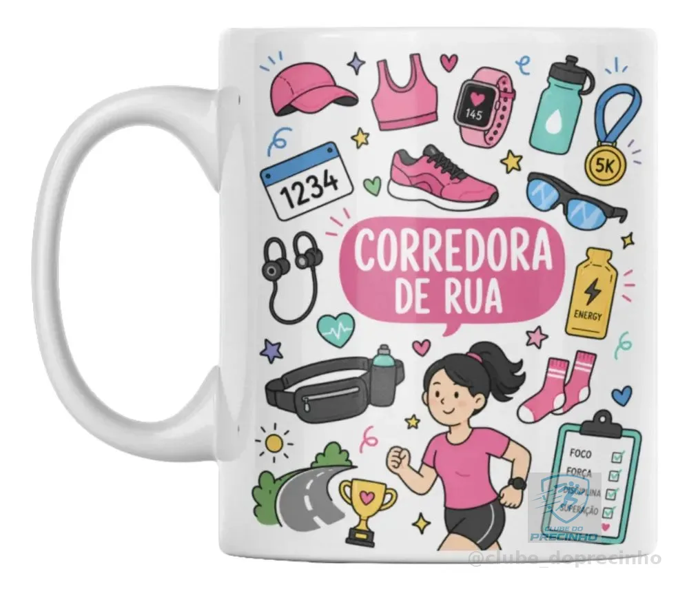 Caneca Cerâmica Presente Feminina Corrida Corredora De Rua Branco Modelo 3