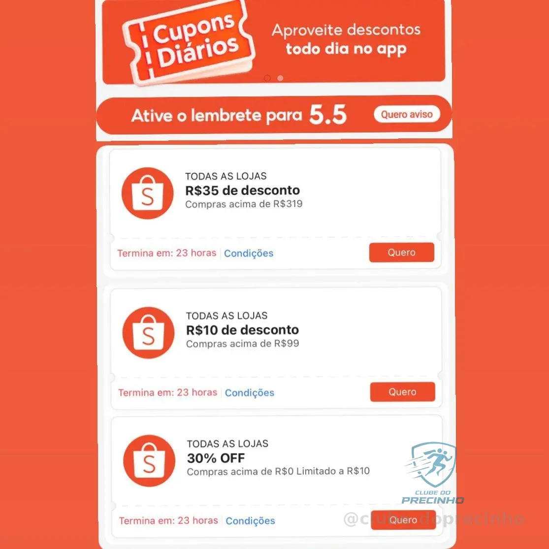 Resgate os cupons aqui https://s.shopee.com.br/9UxrmeIOgn
