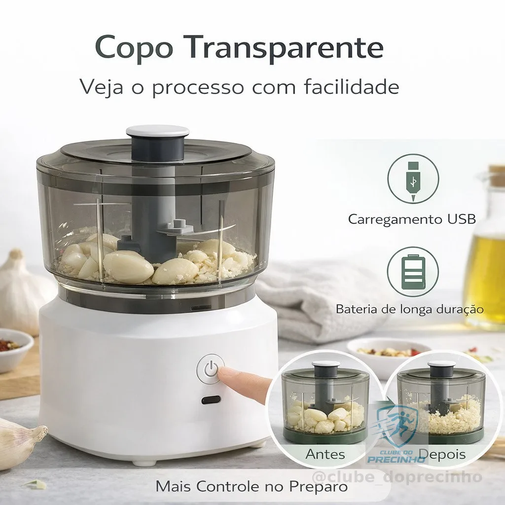 Mini Processador de Alimentos Elétrico Triturador de Carne Alho Cebola Legumes Picador Cozinha Portátil 350ML ANJGG BRA