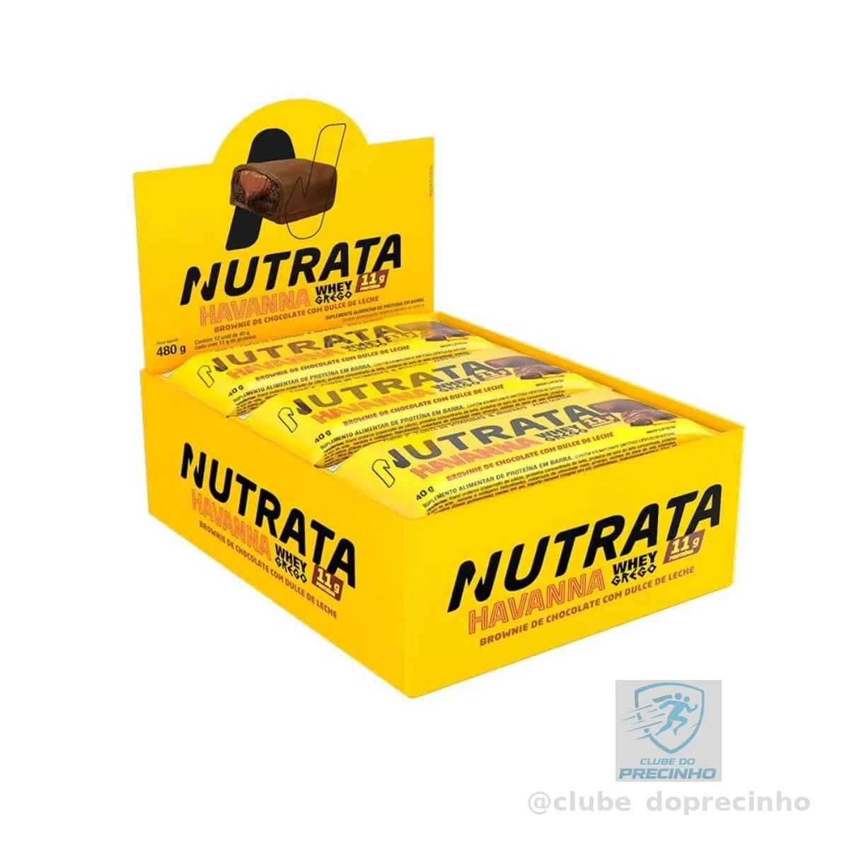 Nutrata Whey Grego Havanna 40g display com 12 barras - Brownie de chocolate