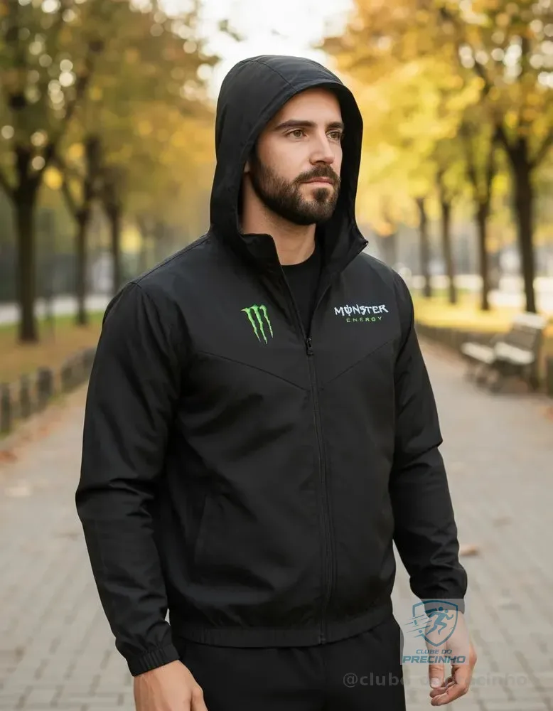 Jaqueta Masculino Corta Vento Monster 02 Capuz Impermeável Preto M Monster 02