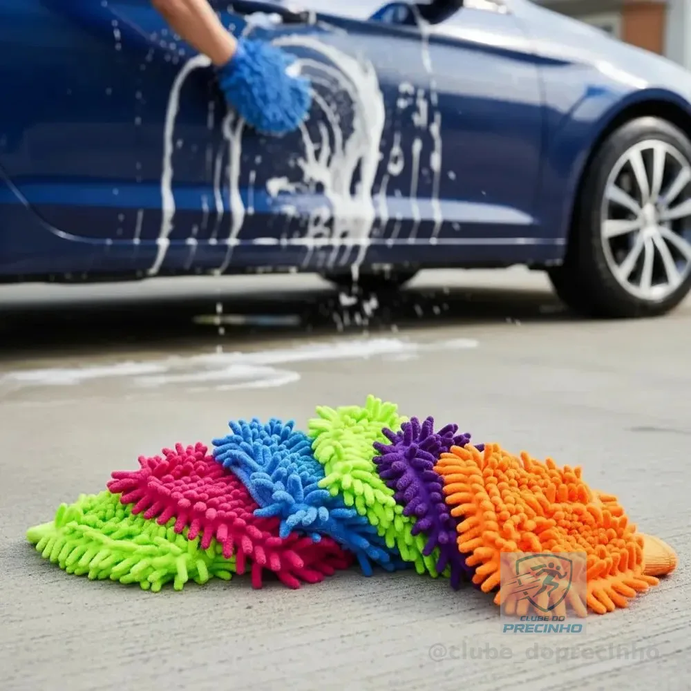 Kit 3 Luva Microfibra Automotiva Multiuso Duravel Faxina
