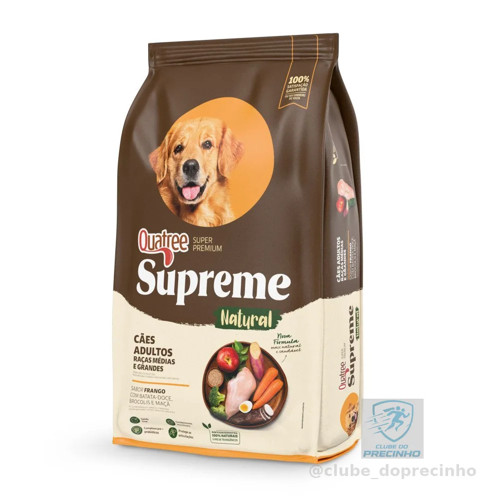 Ração Quatree Supreme Cães Adultos Raças Médias e Grandes Frango e Batata Doce - 20kg