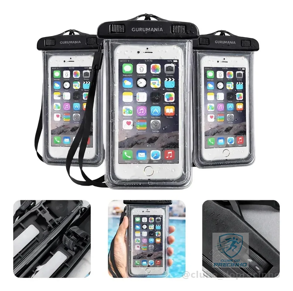 Kit 3 Capa Prova Dagua Celular Capinha Impermeável Universal Gurumania