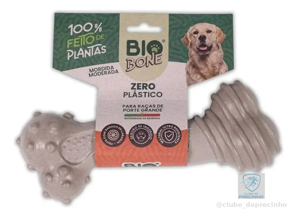 Brinquedo Cão Ossão Biobone Gigante Mordedor Natural Laranja