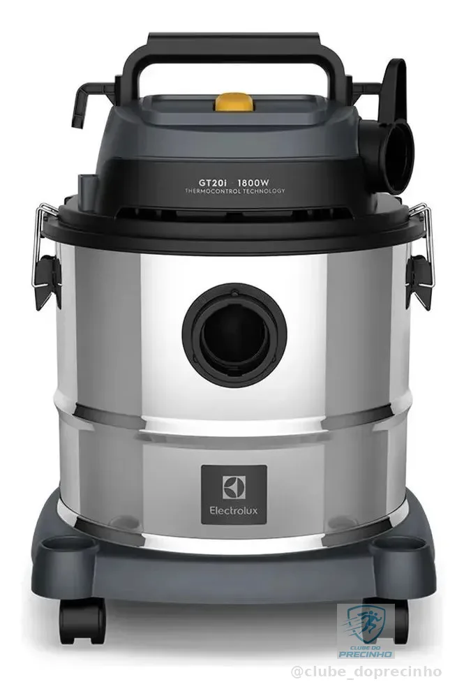 Aspirador Pó e Água Electrolux função Sopro Compacto Líquidos Químicos Inox 1800W 20L total 15L útil protetor térmico GT20i
