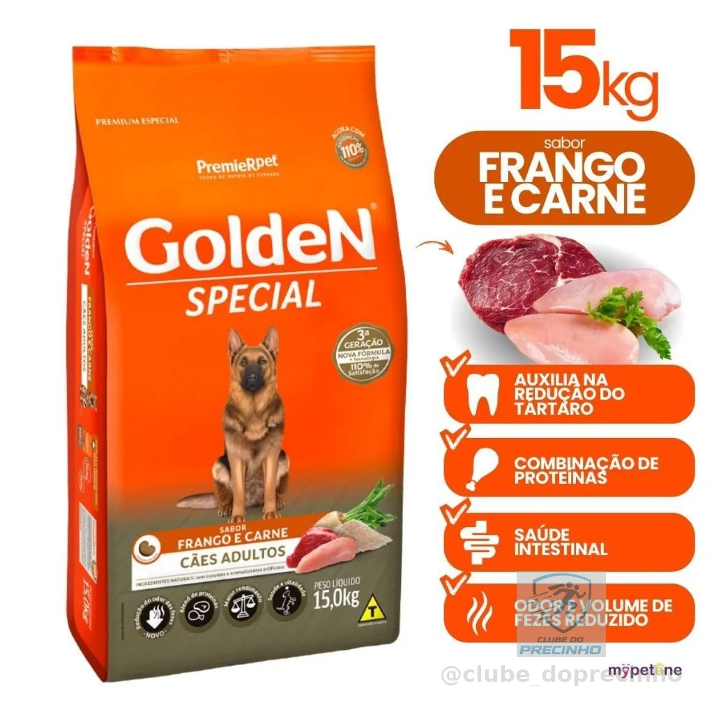 Ração Golden Special Cães Adultos Premier Sabor Frango e Carne 15kg