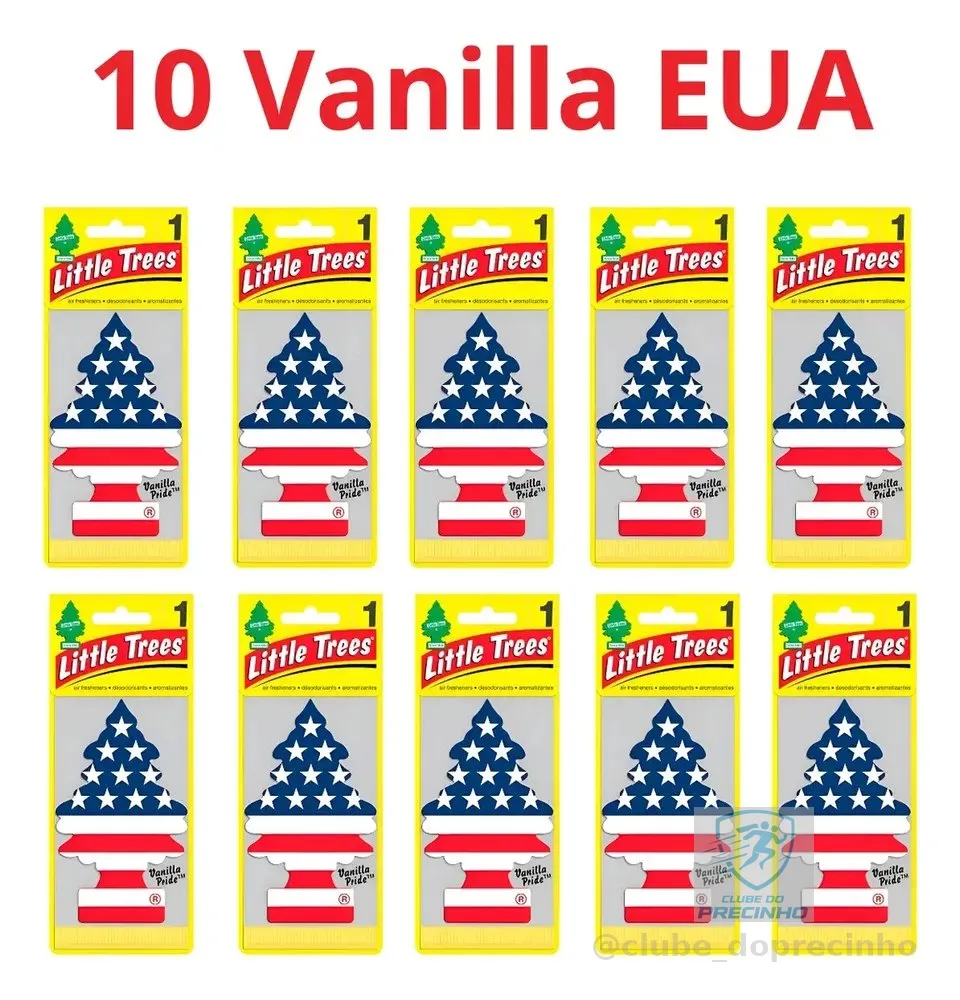 Aromatizador Ambientes Carro Vanilla Little Trees Papel Kit com 10