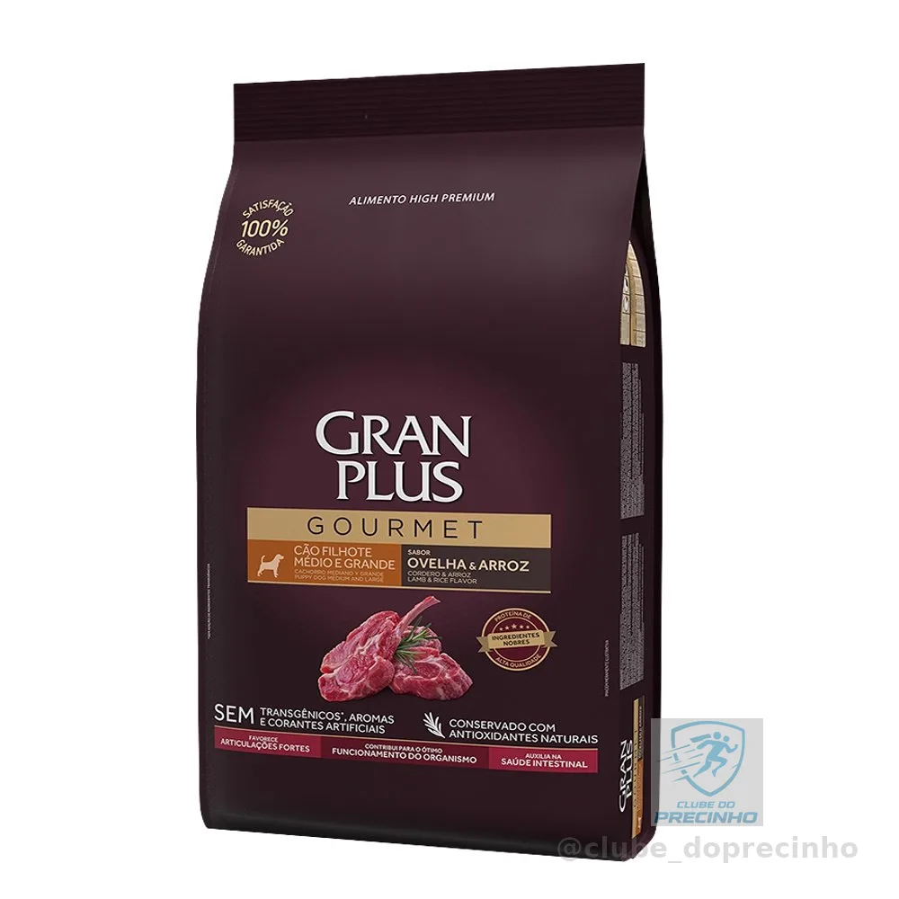 Ração Gran Plus Gourmet para Cães Filhotes Med/Gd. Ovelha e Arroz - 15 kg