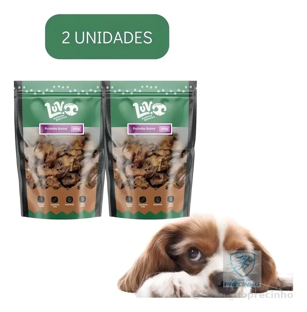 Kit 2un Petisco Pet Natural Para Cães Luv Pulmao Suíno 100g