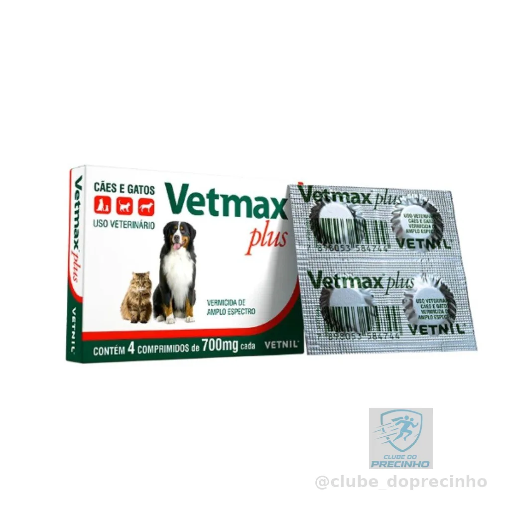 Vermífugo Cães e Gatos Vetmax Plus 4 Comprimidos Vetnil